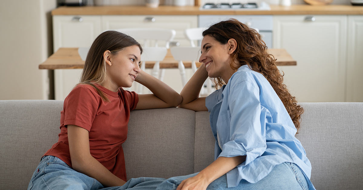mother and daughter talking